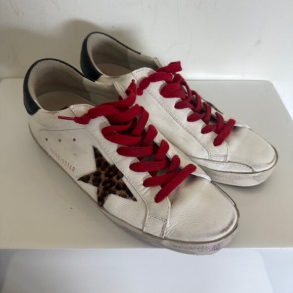 Golden Goose Shoes - Golden Goose /shoes/white sneakers whit red laces and leopard star size 38